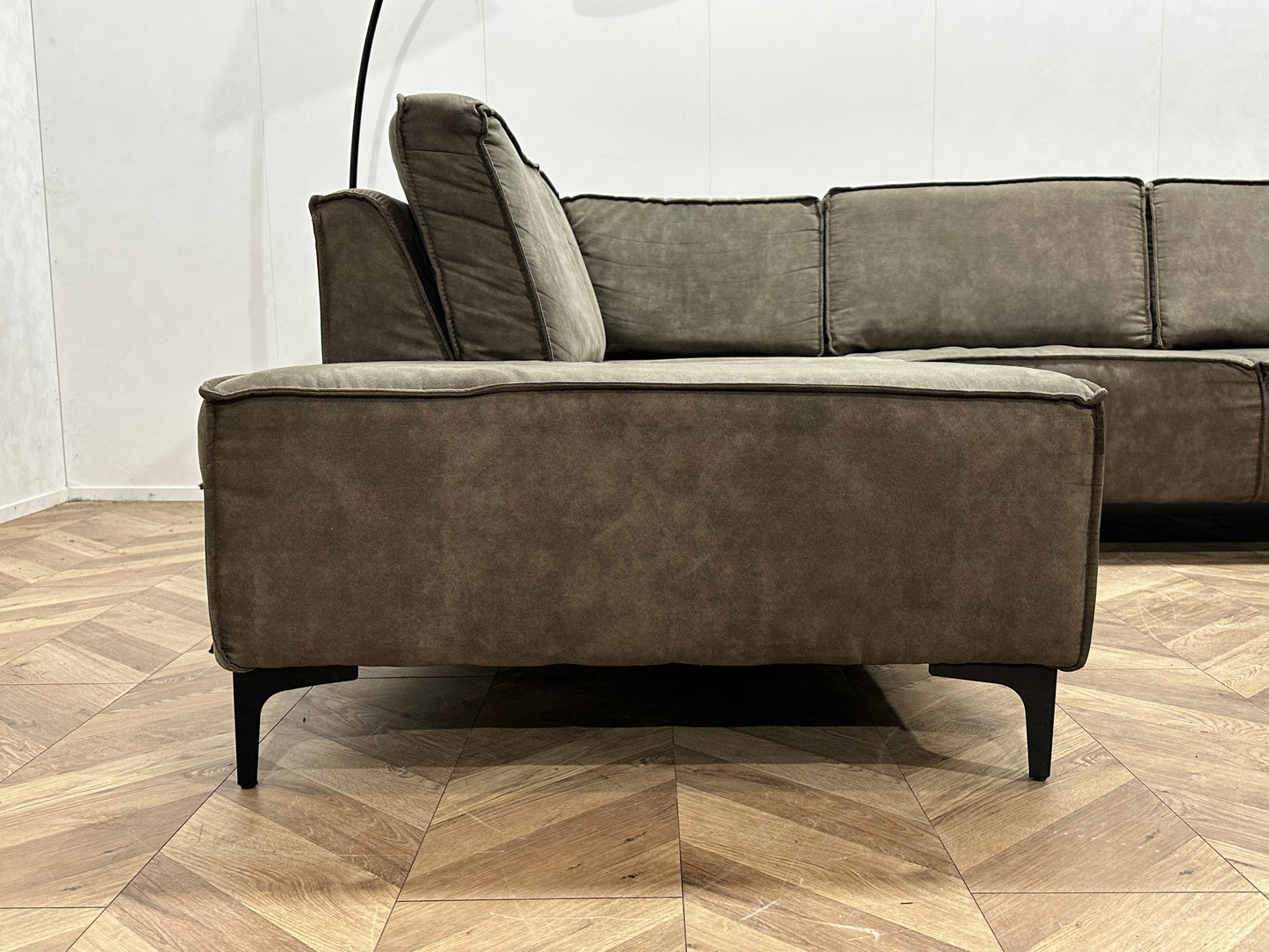 Antraciet Suède Stoffen U Bank ~ Losse Rugkussens Met Afneembare Hoezen