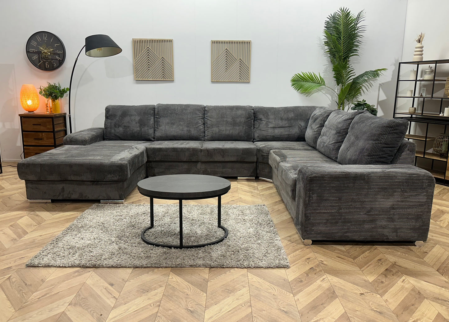 Antraciet Ribstof U Bank ~ Losse Rugkussens Met Afneembare Hoezen