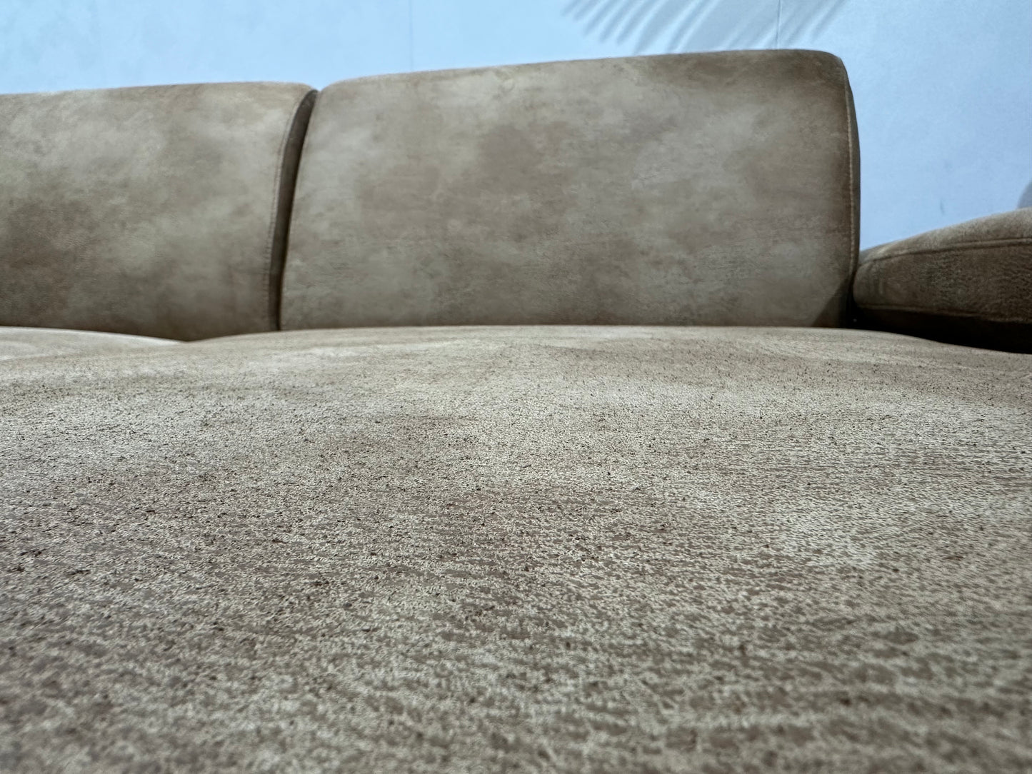 Bruine Suède Stoffen Hoekbank ~ Verstelbare Armsteunen