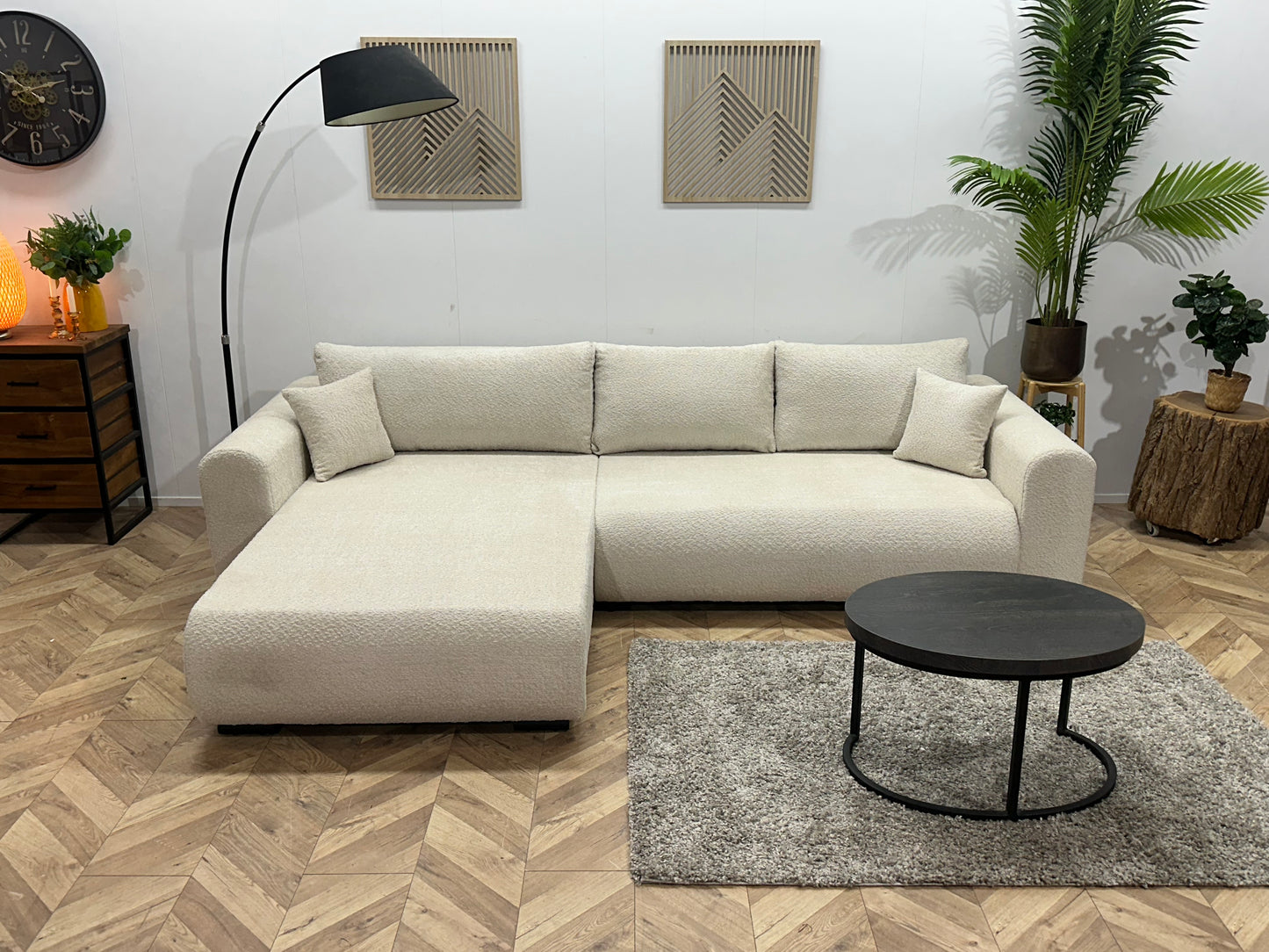 !Showroommodel! Witte/Crème Bouclé Hoekbank