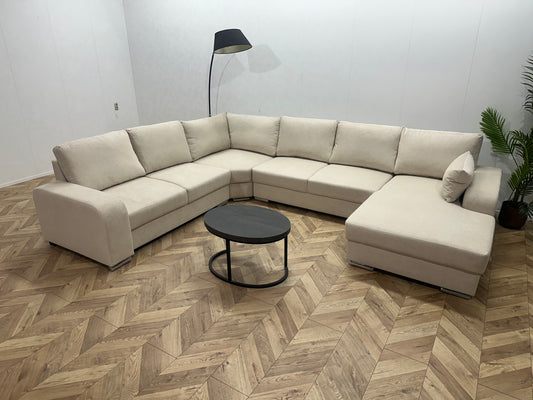 !Showroommodel! Crème Suède Stoffen U Bank