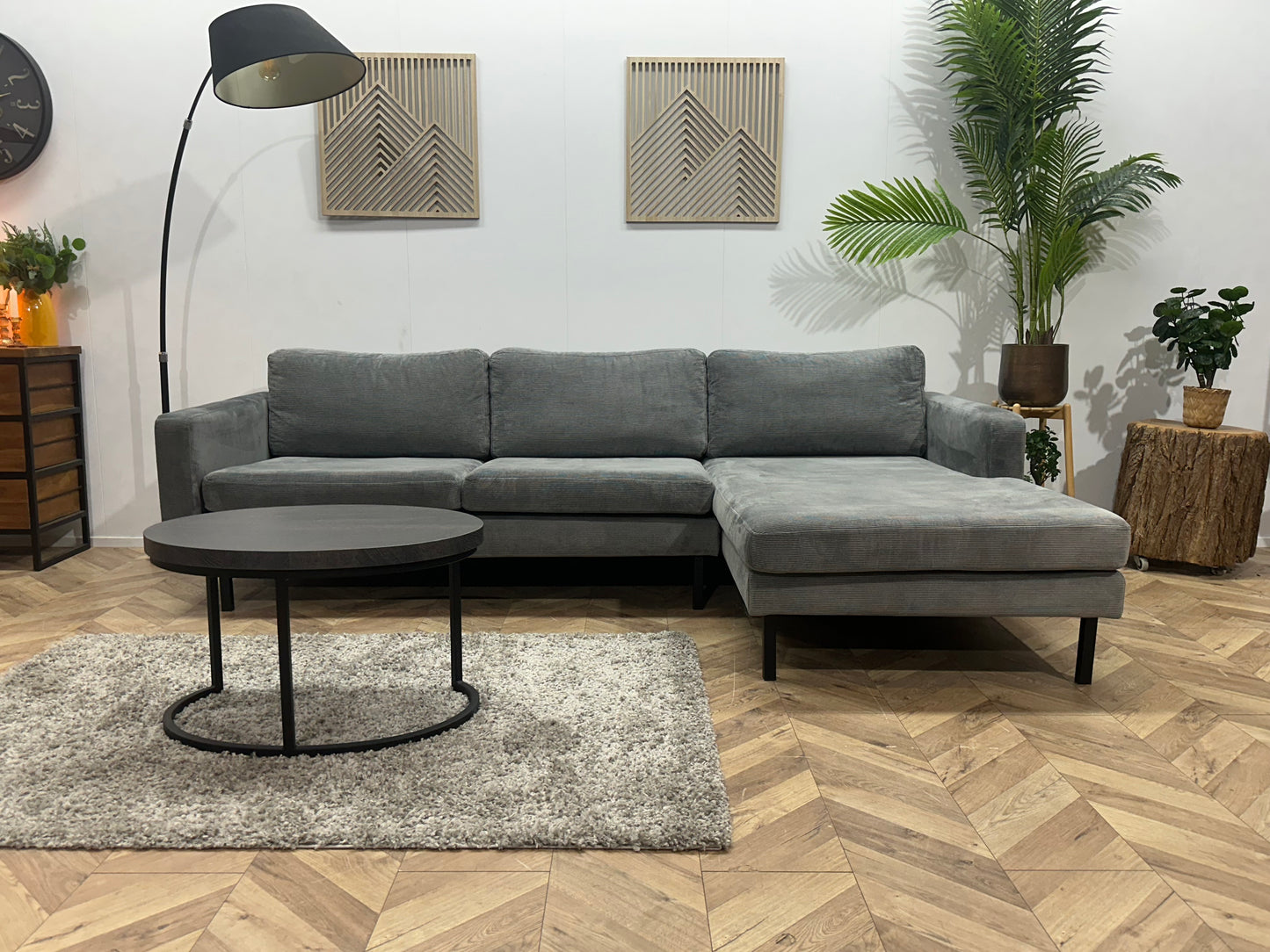 Dutch Tribes Licht Grijze Ribstof Hoekbank ~ Losse Kussens Met Afneembare Hoezen