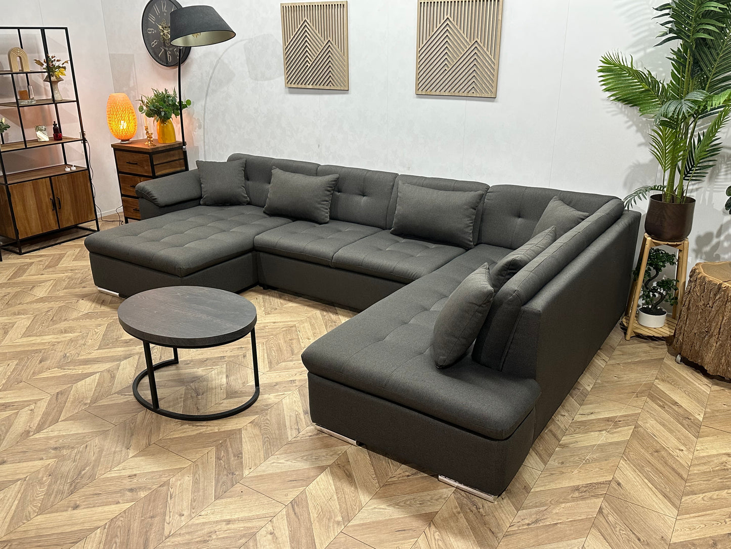 !Showroommodel! Grijze Suède Stoffen U Bank