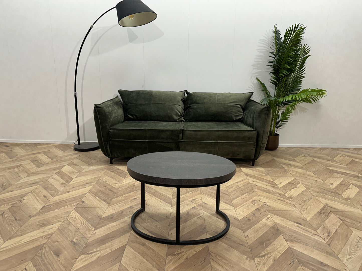 UrbanSofa Groene Velvet 2.5-Zits Bank ~ Losse Rugkussens Met Afneembare Hoezen