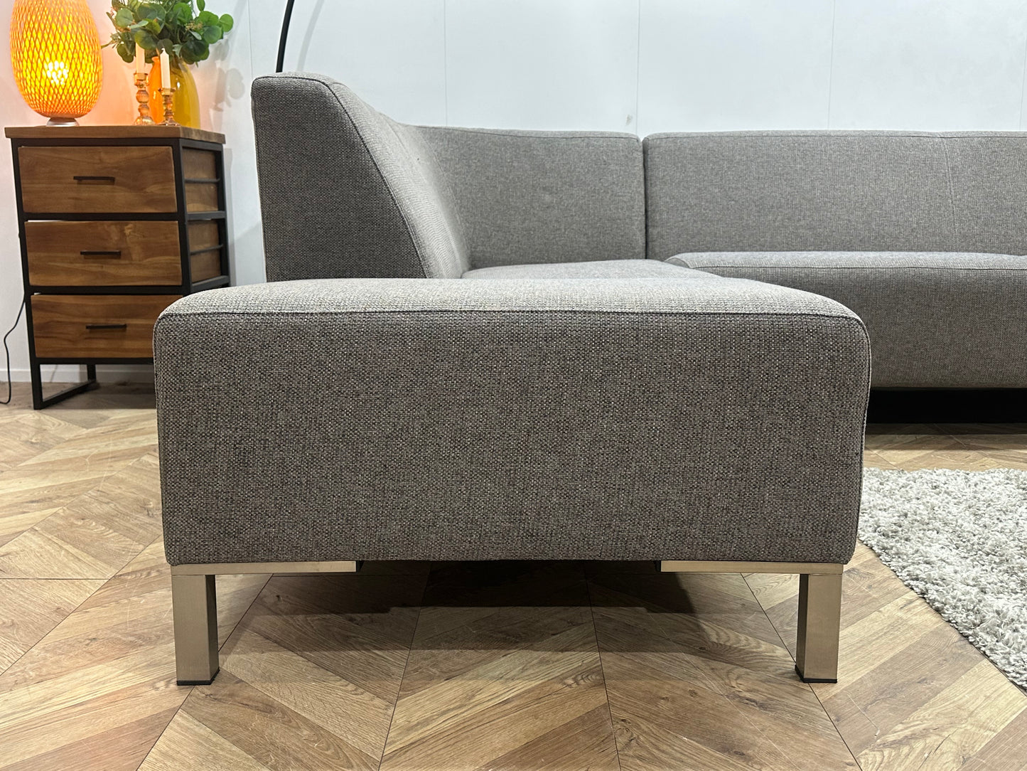 Montèl Grijze Hoekbank ~ Vaste Kussens