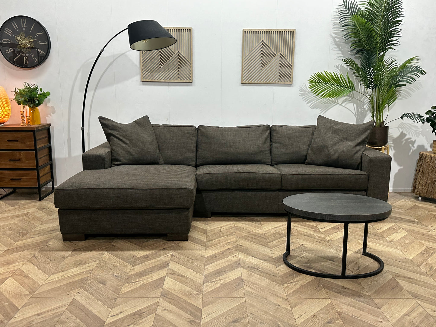 Bruine Hoekbank ~ Losse Kussens Met Afneembare Hoezen