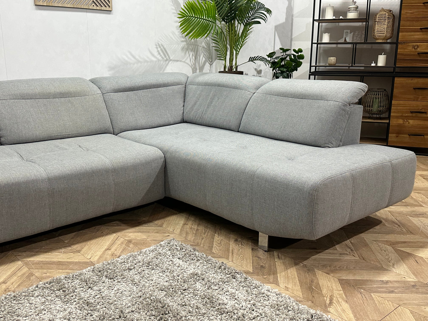 Licht Grijze Hoekbank ~ Verstelbare Hoofdsteunen