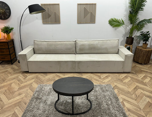 !Showroommodel! Witte Ribstof 4-Zits  Bank