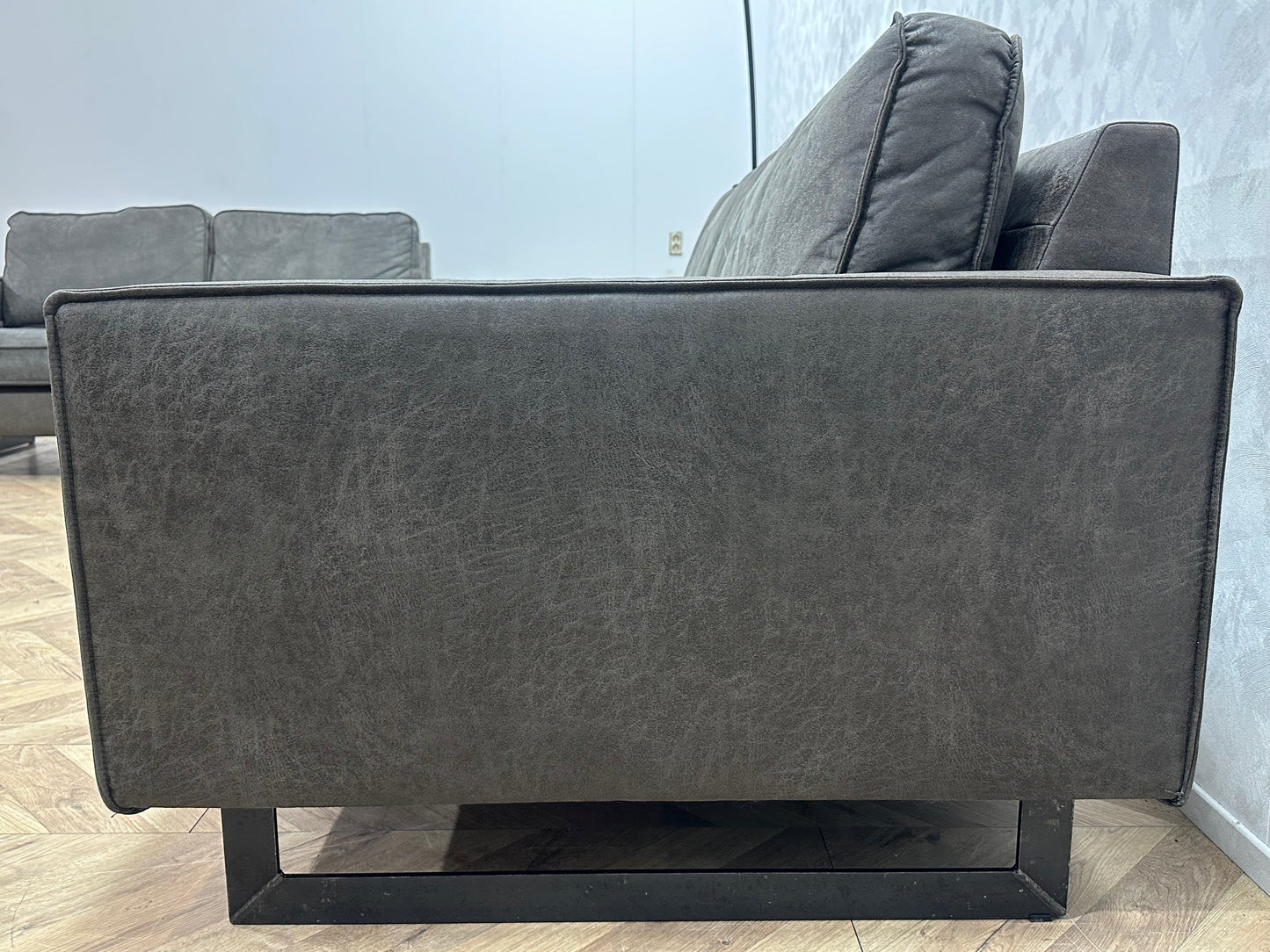 Antraciet Suède Stoffen Banken Set ~ Losse Kussens Met Afneembare Hoezen