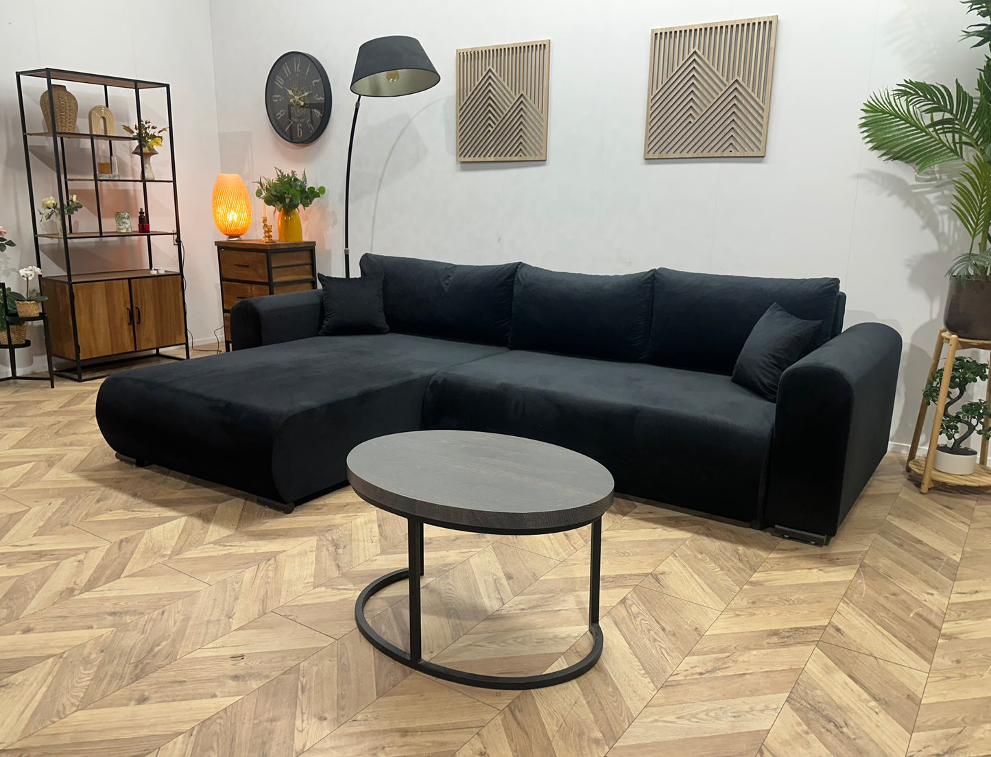 !Showroommodel! Zwarte Velvet Hoekbank