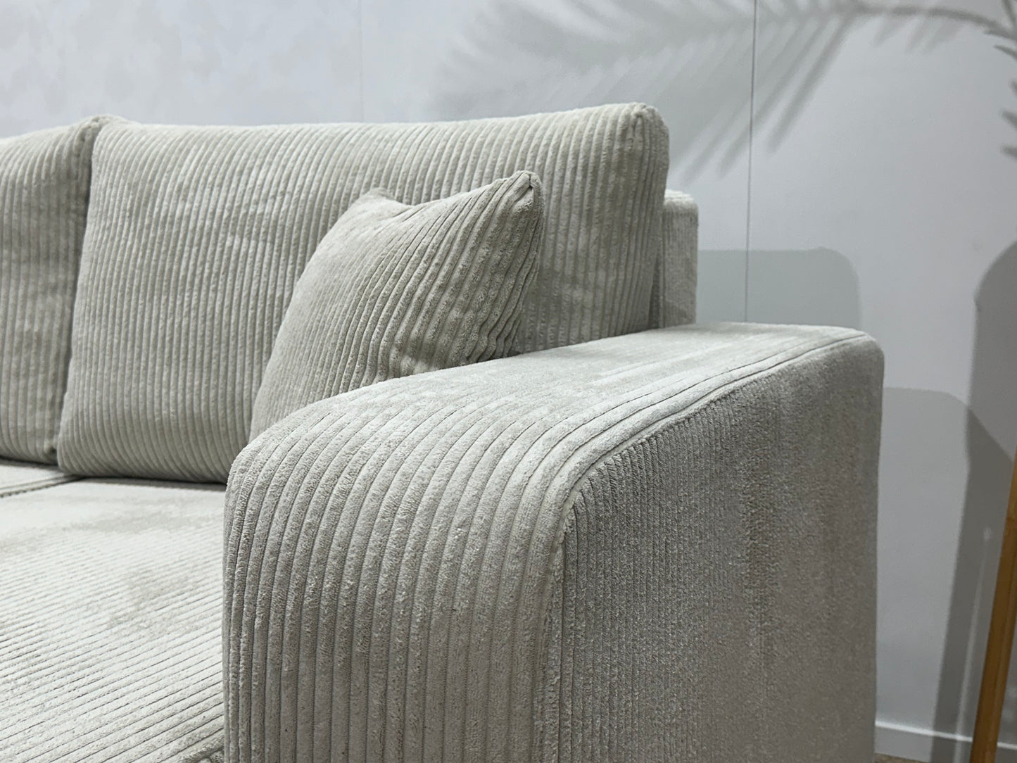 !Showroommodel! Witte Ribstof Hoekbank