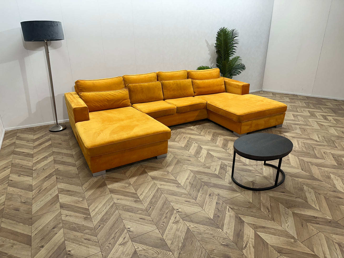 Oker Geel Velvet U Bank ~ Losse Kussens Met Afneembare Hoezen