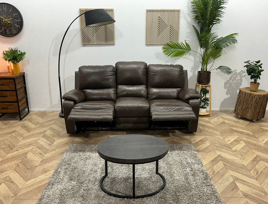 Bruine Echt Lederen 3-Zits Bank ~ Relaxfunctie
