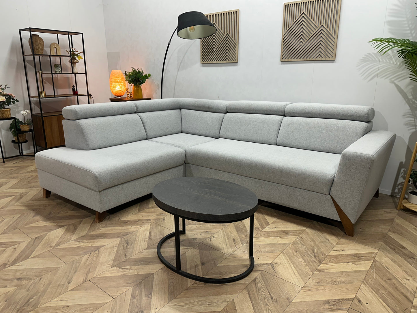 Licht Grijze Hoekbank ~ Verstelbare Hoofdsteunen