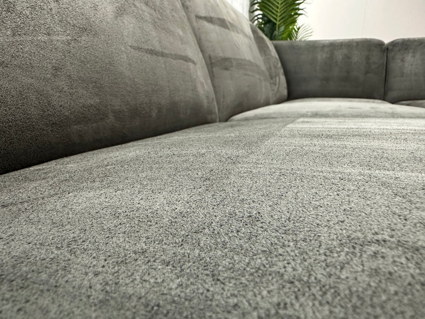 Antraciet Suède Stoffen Hoekbank ~ Vaste Kussens