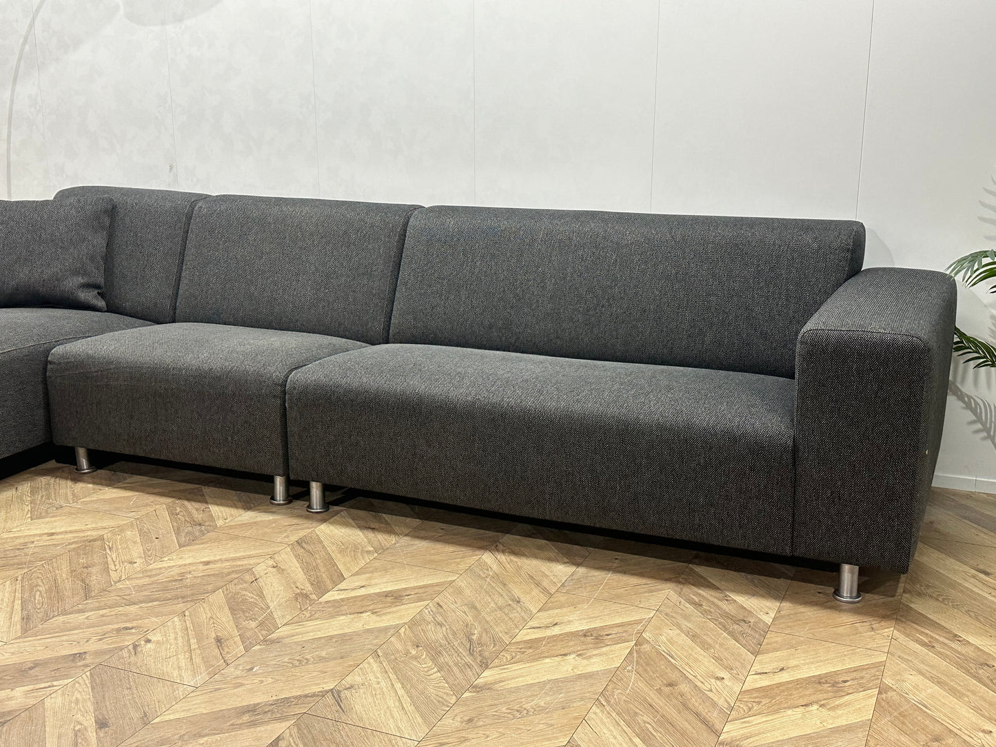 Antraciet Hoekbank ~ Vaste Kussens