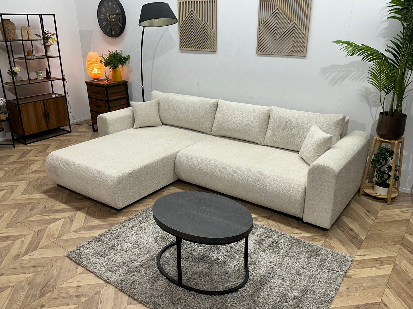 !Showroommodel! Witte/Crème Bouclé Hoekbank