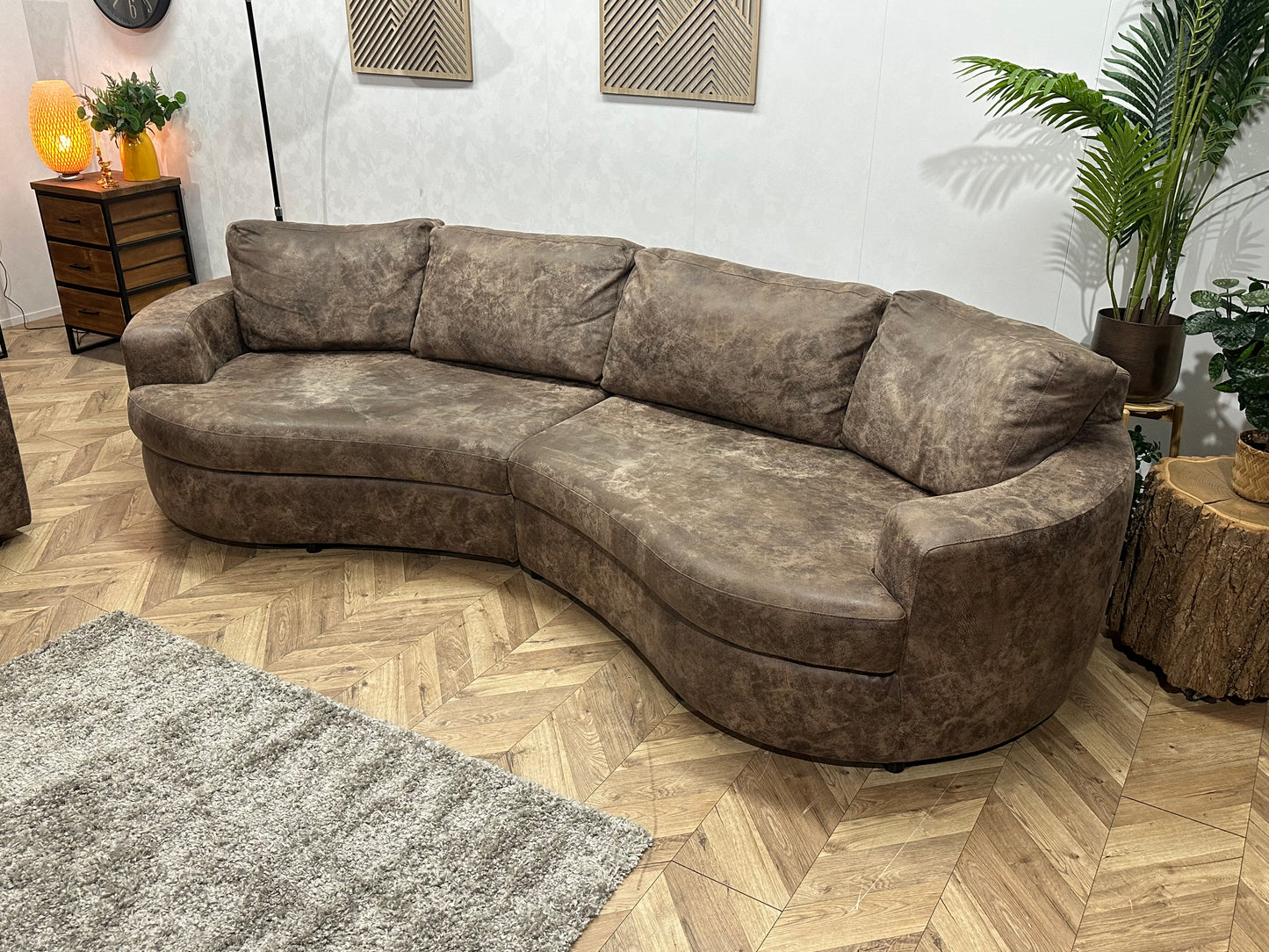 Bruine Suède Stoffen Design Banken Set ~ Losse Kussens Met Afneembare Hoezen