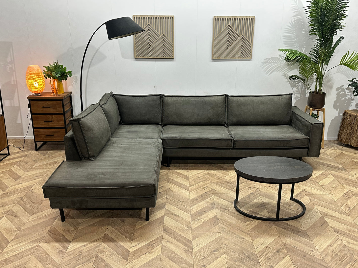 Antraciet Suède Stoffen Hoekbank ~ Losse Kussens Met Afneembare Hoezen