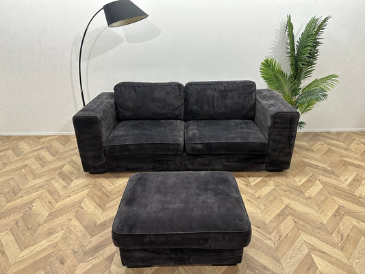 Antraciet Velvet 2.5-Zits Bank Inc Hocker ~ Nieuwstaat
