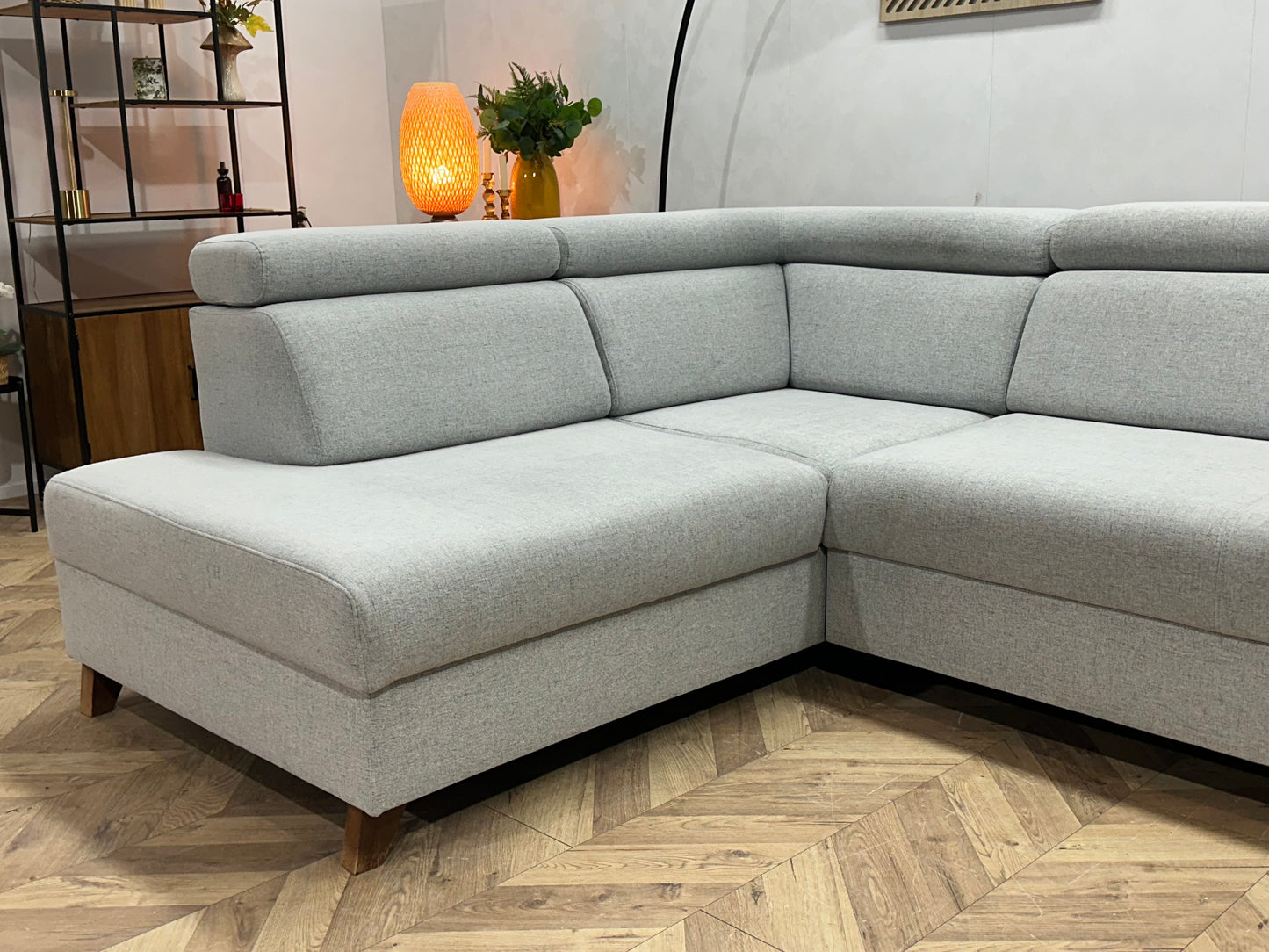 Licht Grijze Hoekbank ~ Verstelbare Hoofdsteunen