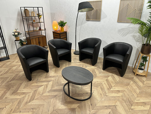 Zwarte lederen Stoelen Set