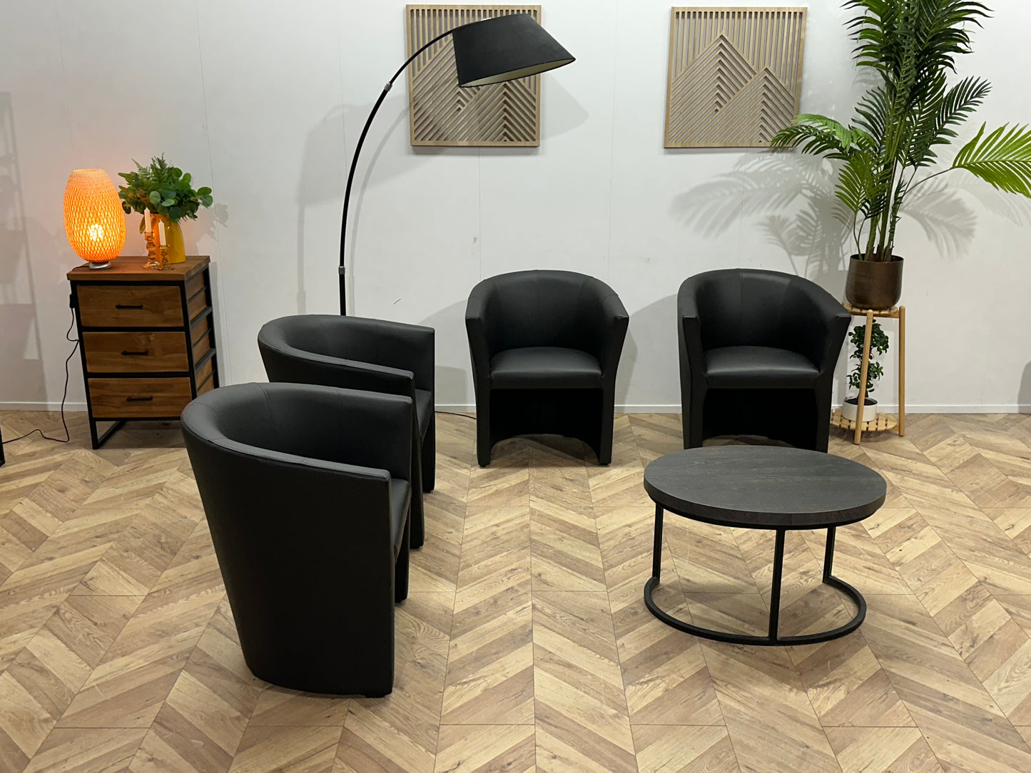 Zwarte lederen Stoelen Set