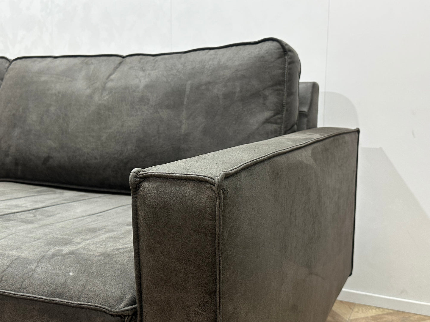 Antraciet Suède Stoffen Banken Set ~ Losse Kussens Met Afneembare Hoezen