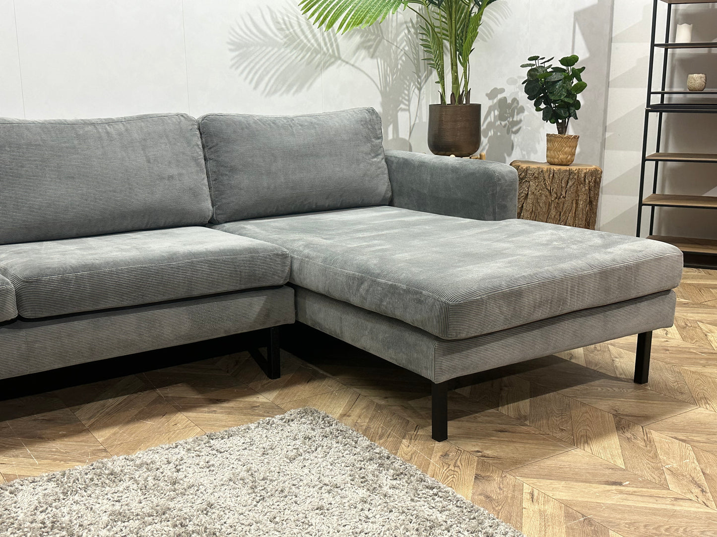 Dutch Tribes Licht Grijze Ribstof Hoekbank ~ Losse Kussens Met Afneembare Hoezen