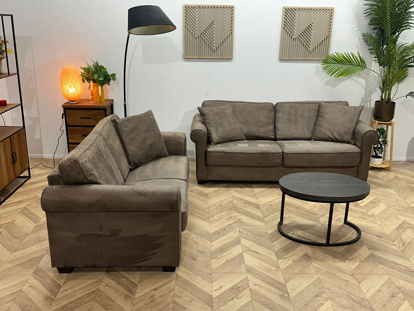 Licht Bruine Velvet Banken Set ~ Nieuwstaat