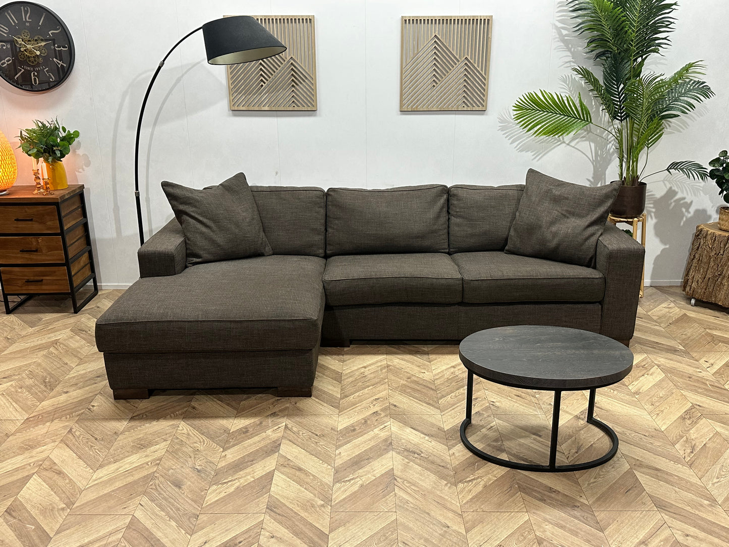 Bruine Hoekbank ~ Losse Kussens Met Afneembare Hoezen