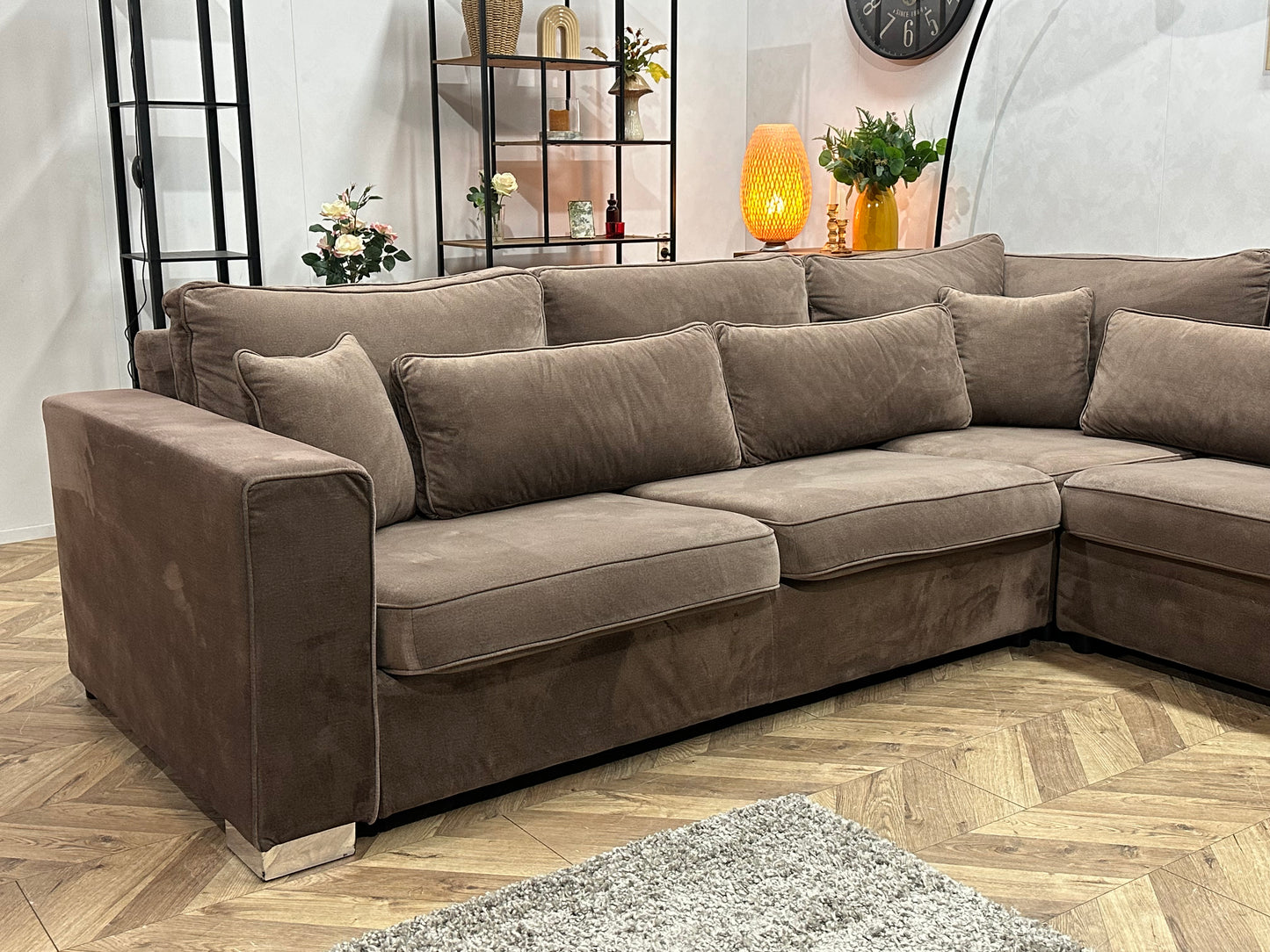 Bruine Velvet U Bank ~ Losse Kussens Met Afneembare Hoezen