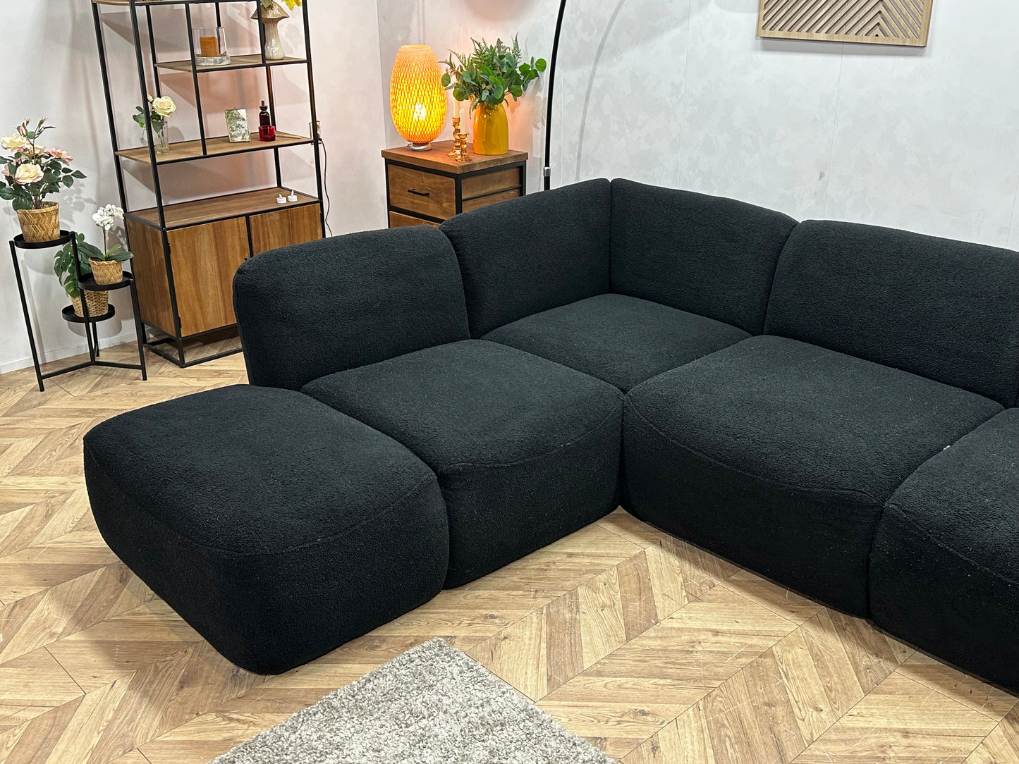 Zwarte Bouclé U Bank