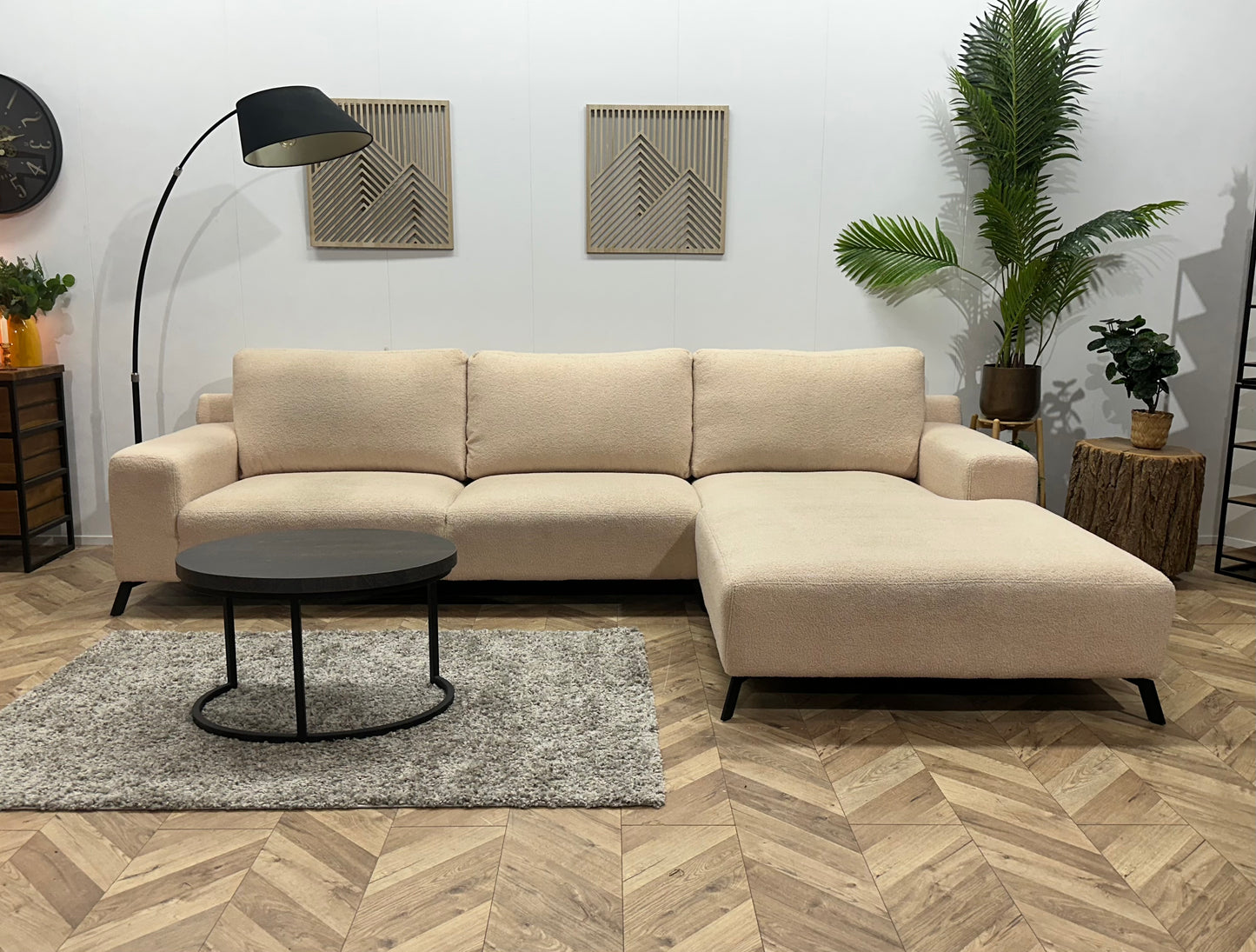 !Showroommodel! Crème Bouclé Hoekbank