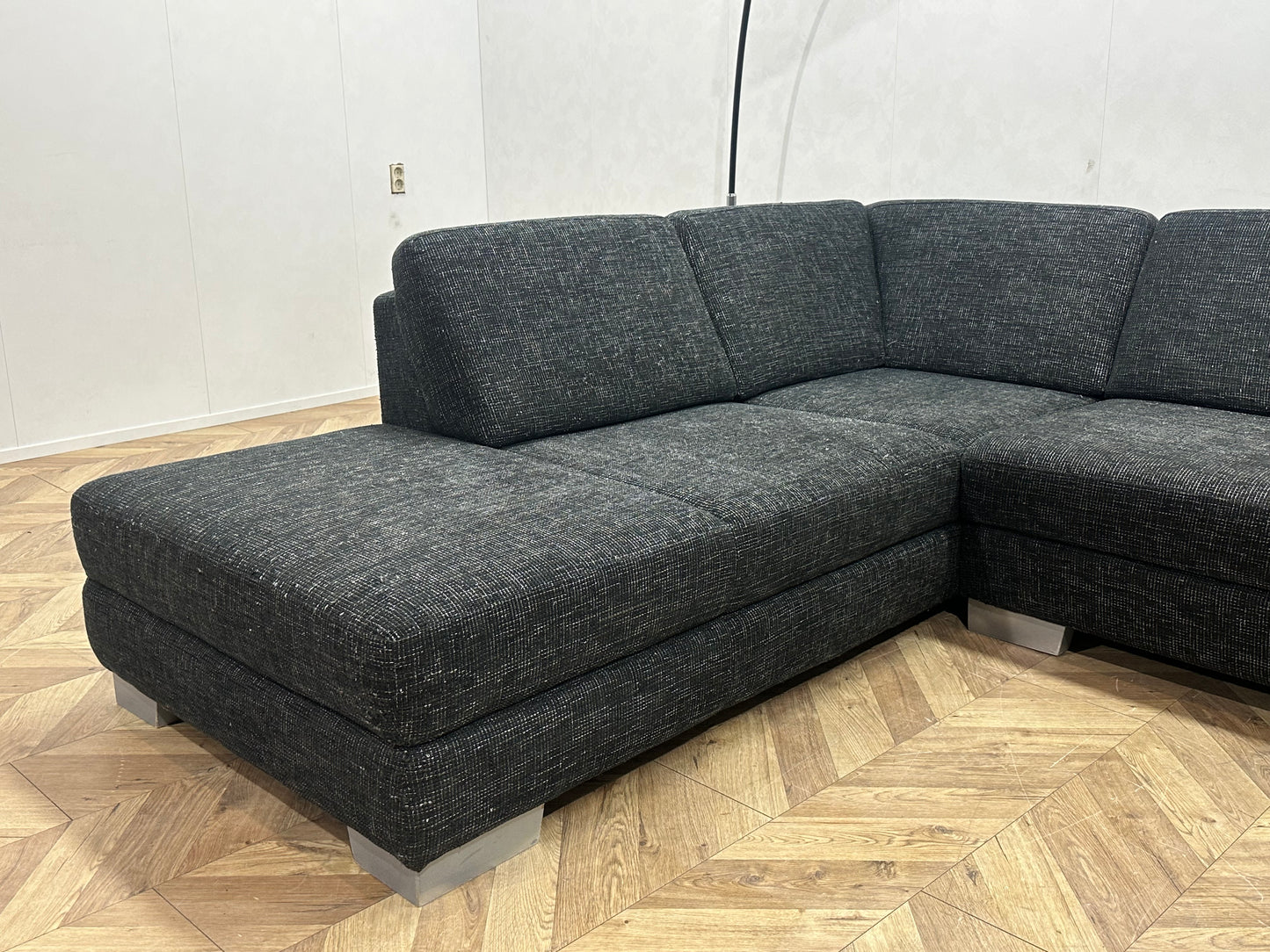 Antraciet Hoekbank ~ Verstelbare Armsteun