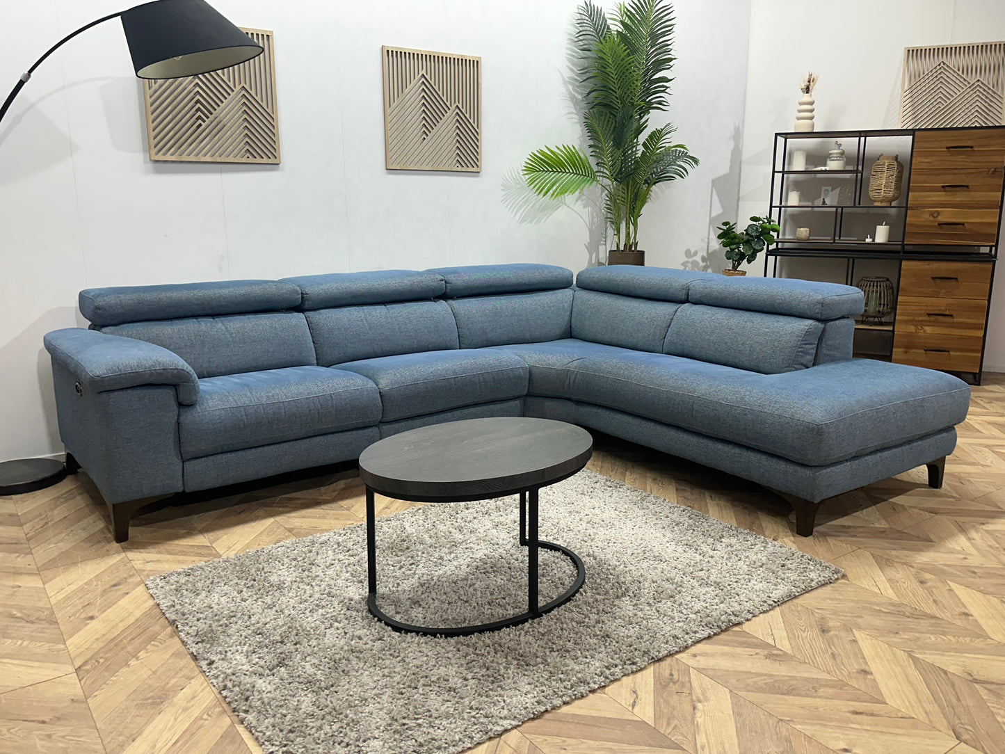 Licht Blauwe Hoekbank ~ Elektrisch Verstelbaar