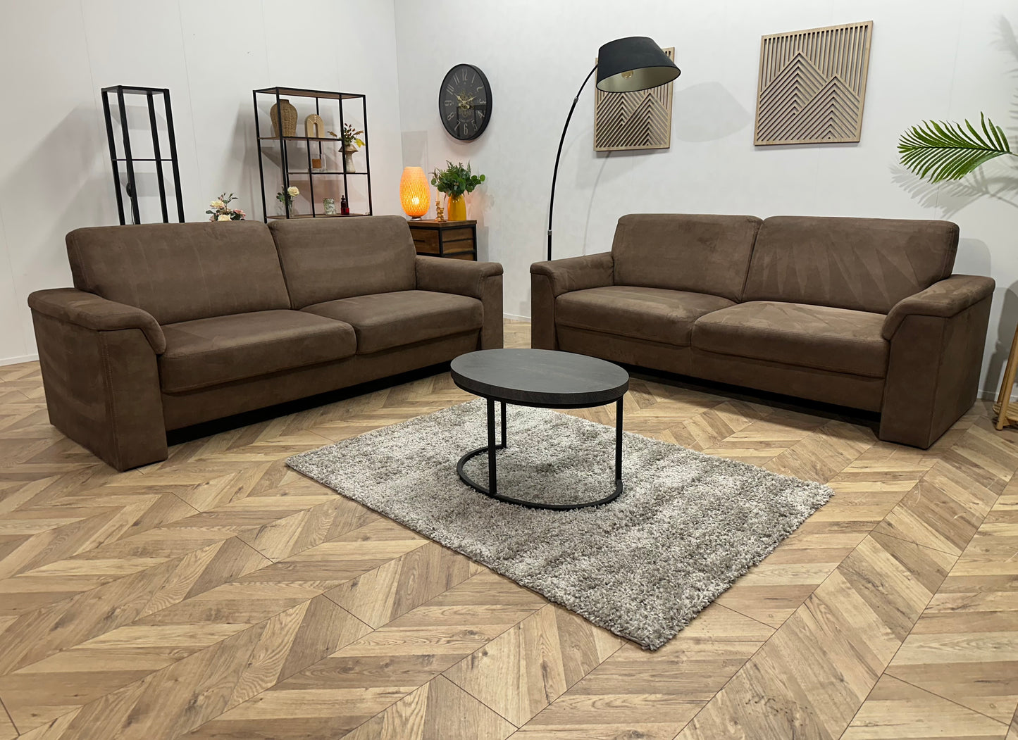 Bruine Suède Lederen Banken Set ~ Vaste Kussens