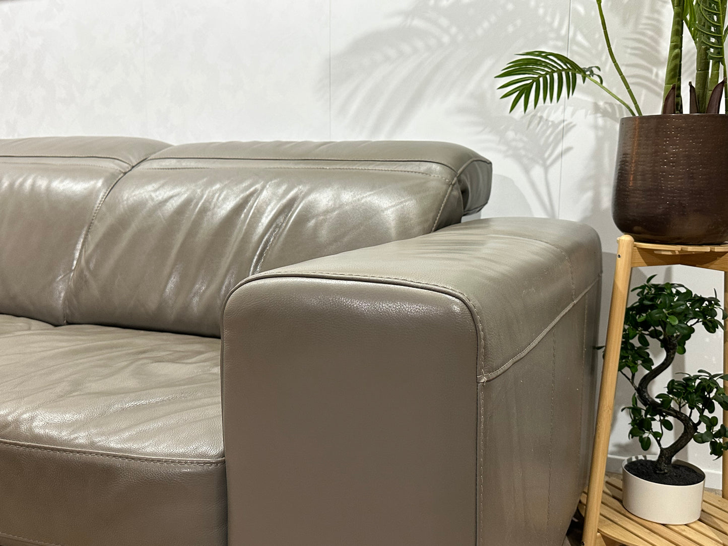 Montèl Taupe Echt Lederen Banken Set ~ Verstelbare Hoofdsteunen