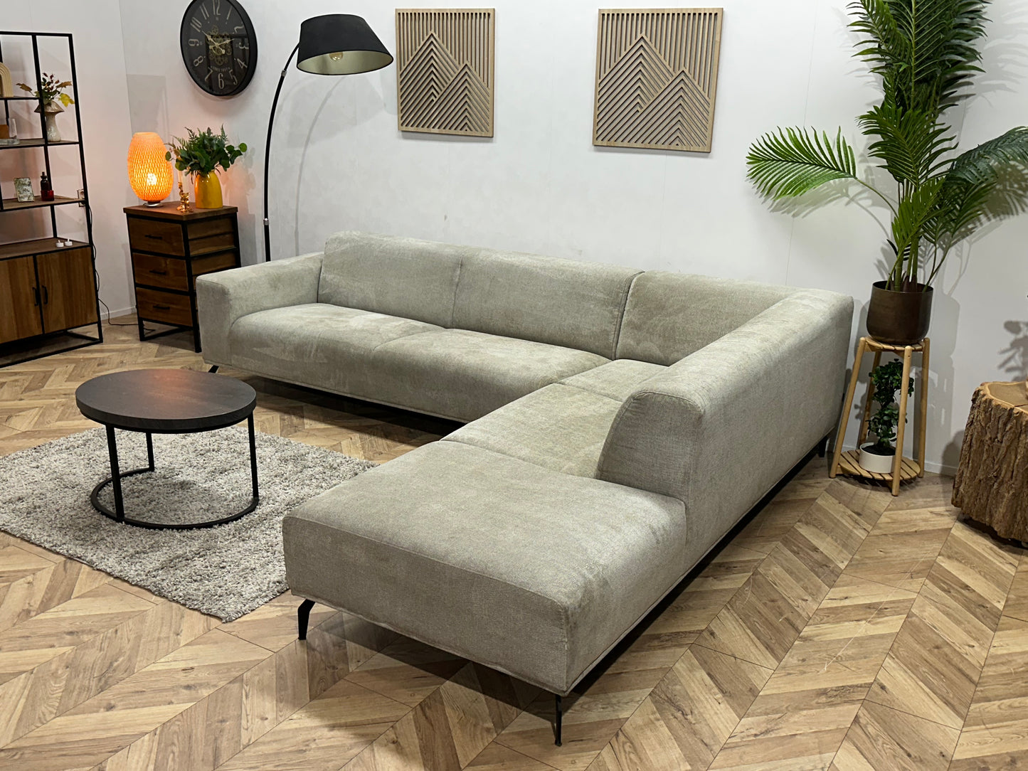 Dyyk Licht Grijze Suède Stoffen Hoekbank