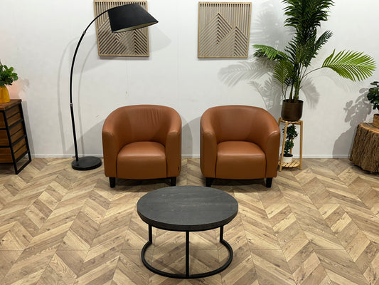 Licht Bruine Echt Lederen Stoelen Set