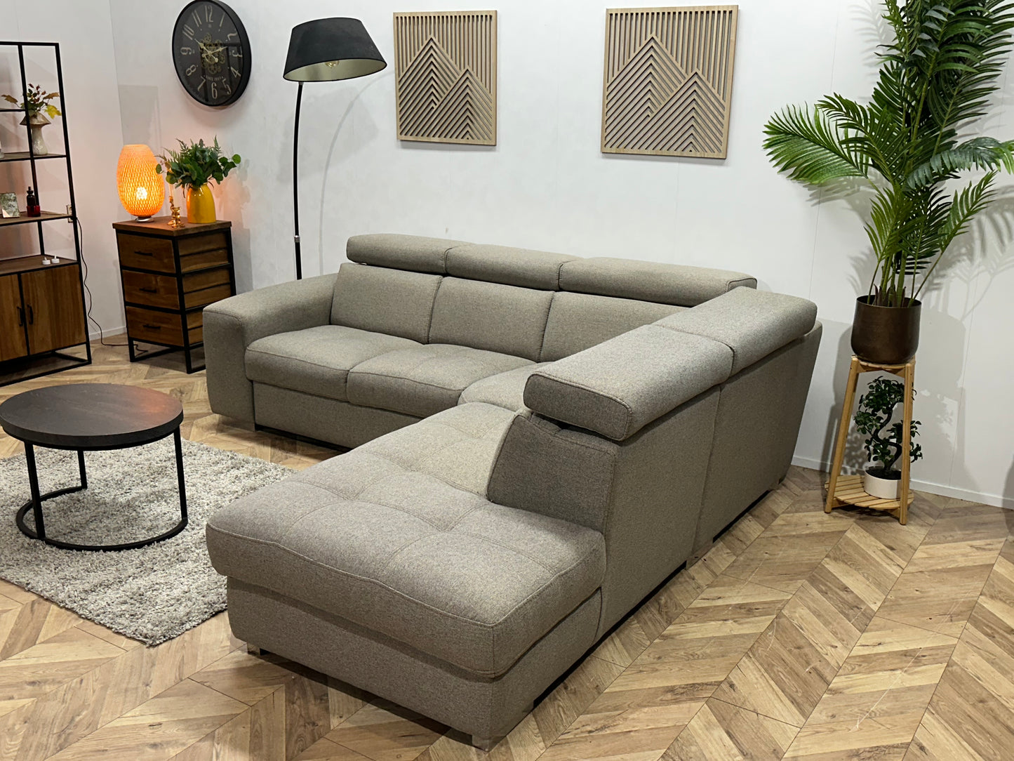 Licht Grijze Hoekbank ~ Verstelbare Hoofdsteunen