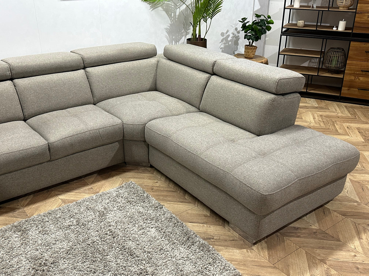 Licht Grijze Hoekbank ~ Verstelbare Hoofdsteunen