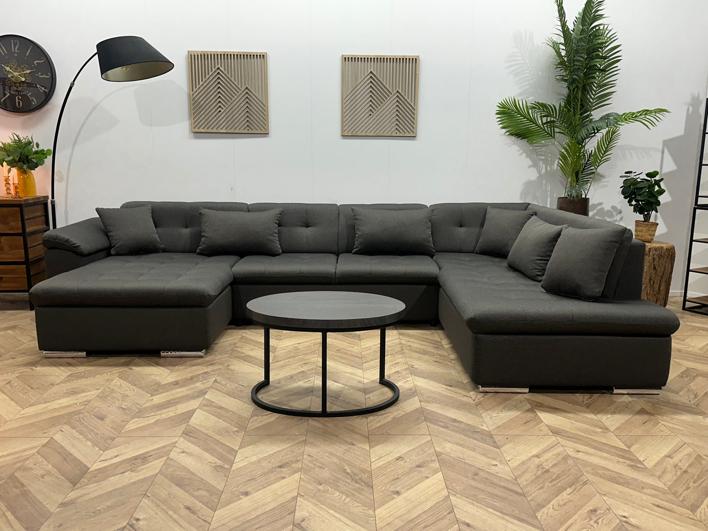 !Showroommodel! Grijze Suède Stoffen U Bank