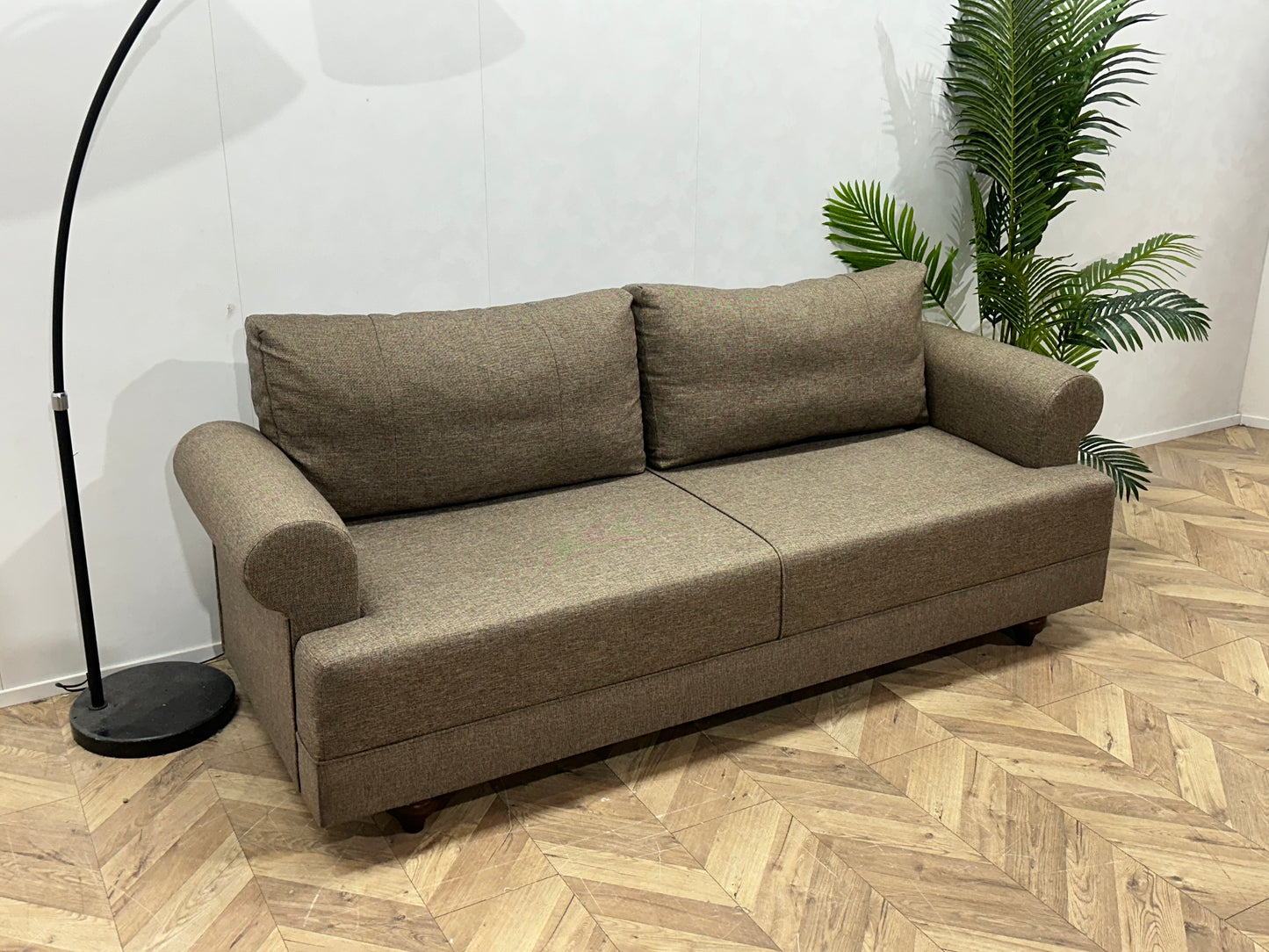 Evdebiz Beige 2.5-Zits Bank Inc Hocker ~ Losse Rugkussens Met Afneembare Hoezen