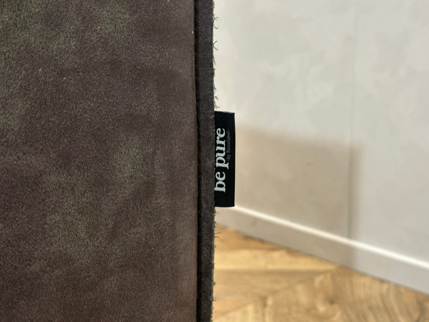 Be Pure Antraciet Suède Lederen 3-Zits Bank ~ Losse Kussens Met Afneembare Hoezen