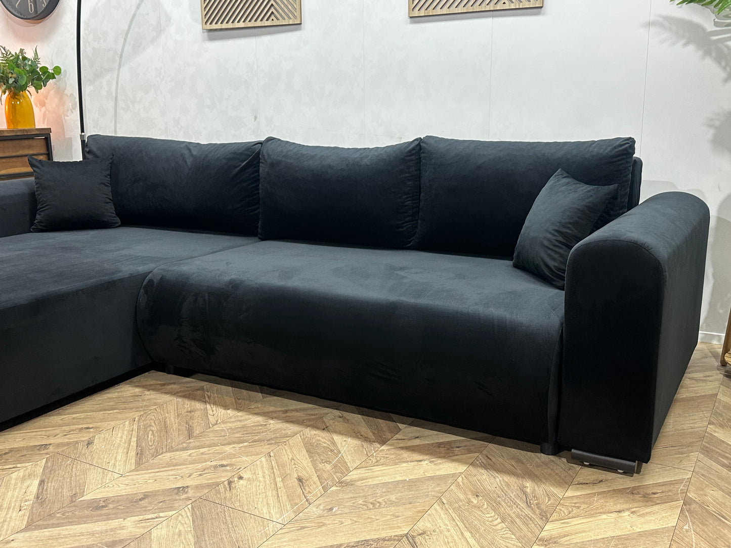 !Showroommodel! Zwarte Velvet Hoekbank