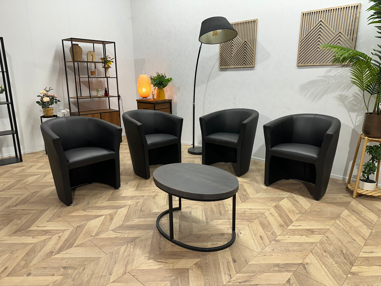 Zwarte lederen Stoelen Set