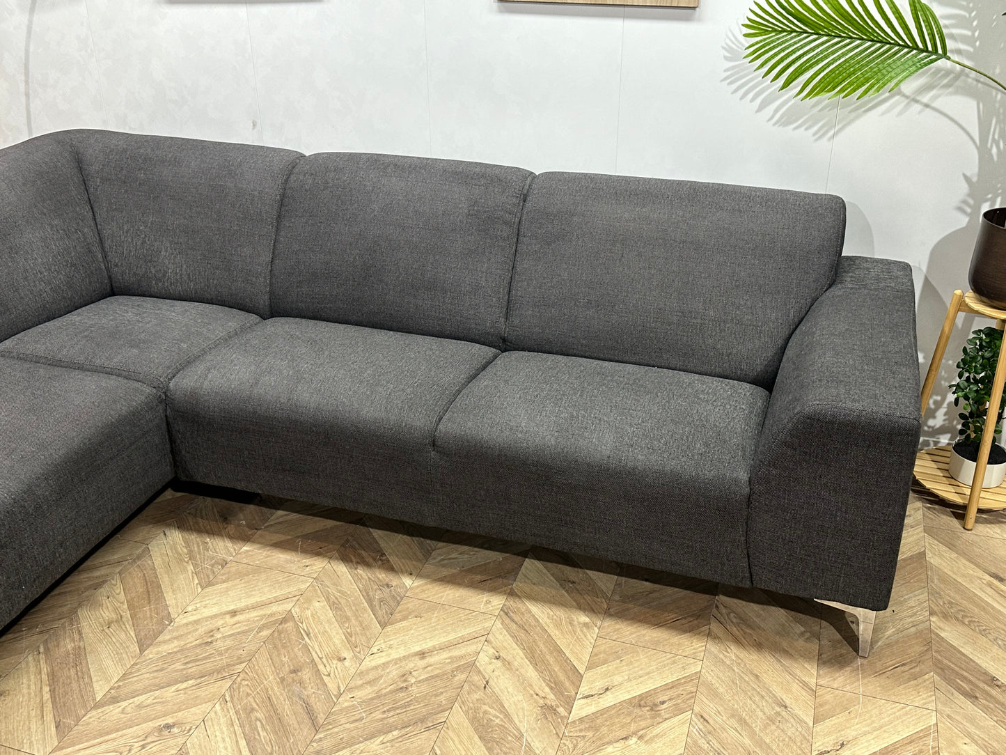 Antraciet Hoekbank ~ Vaste Kussens