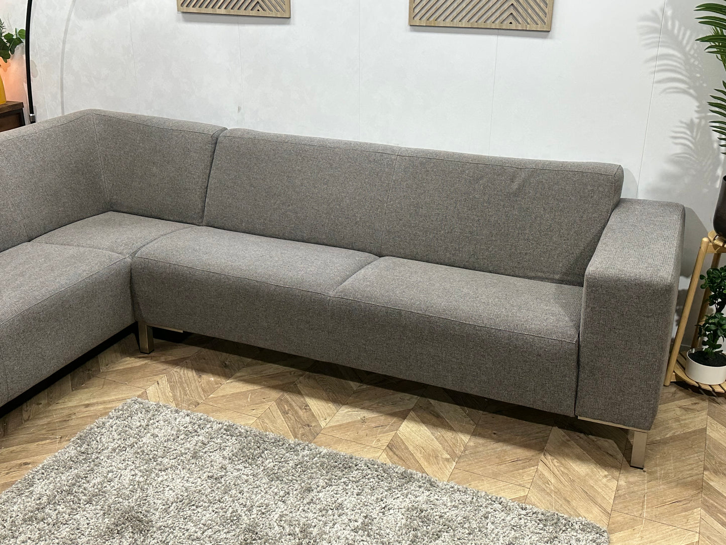 Montèl Grijze Hoekbank ~ Vaste Kussens