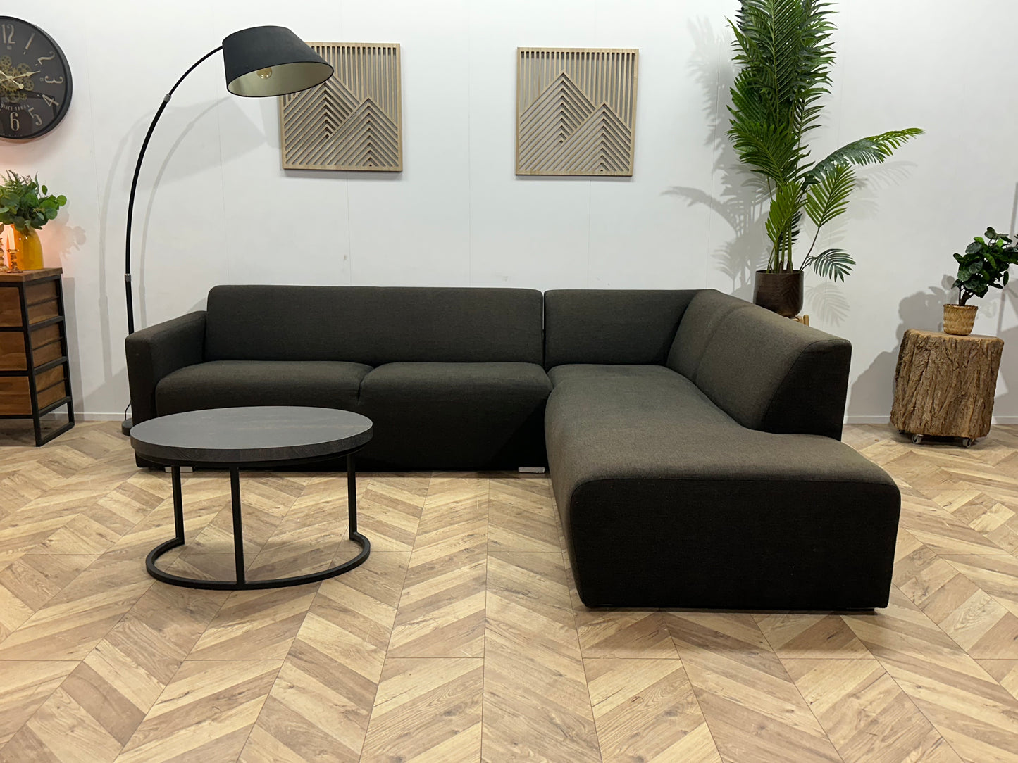 Montèl Antraciet Hoekbank ~ Vaste Kussens